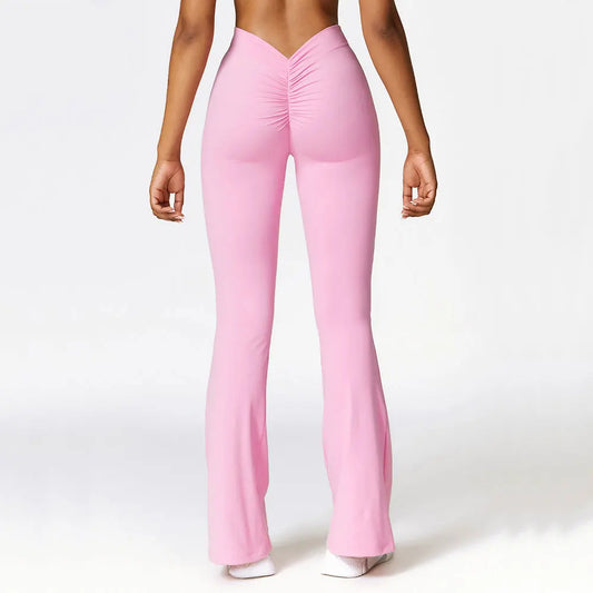 High-Waisted Flare Fitness Trousers