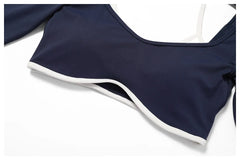 Long Sleeve Fitness Top with Front Cut-Out and Open Back