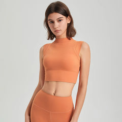 Cropped Fitness Ribbed Vest – High Neck and Nipped Waist
