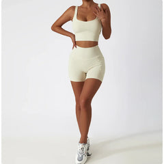 Fitness Set with Bustier Top and Shaping Shorts
