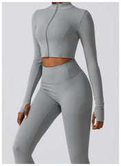Fitness Set with Cut-Out Top and High-Waisted Leggings