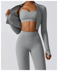 Fitness Set with Cut-Out Top and High-Waisted Leggings