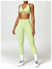 Twisted Front Halter Fitness Top
