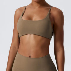 Cross-Back Tie Fitness Top with Thin Straps