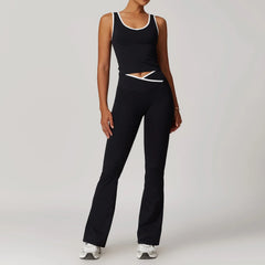 Fitness Set with Racerback Top and Shorts or Flared Trousers