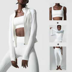 Women's Activewear Set with Top, Leggings and Jacket