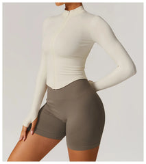 Fitness Top with Zip Front and Long Sleeves