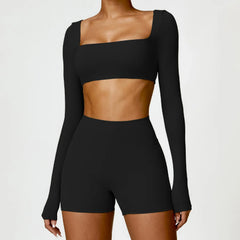 Fitness Set with Long Sleeve Top and Leggings