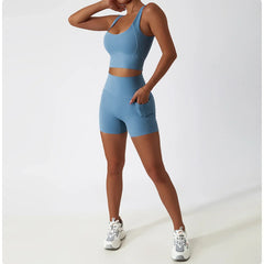 Fitness Set with Bustier Top and Shaping Shorts