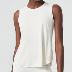 Fitness Tank Top with Round Neck and Straight Cut