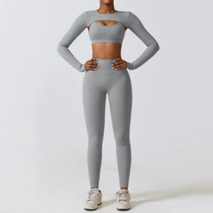 Fitness Set with Cut-Out Top and High-Waisted Leggings