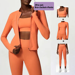 Women's Activewear Set with Top, Leggings and Jacket
