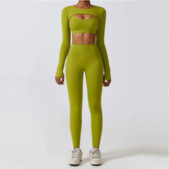Fitness Set with Cut-Out Top and High-Waisted Leggings