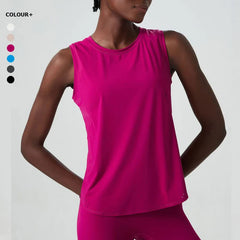 Fitness Tank Top with Round Neck and Straight Cut