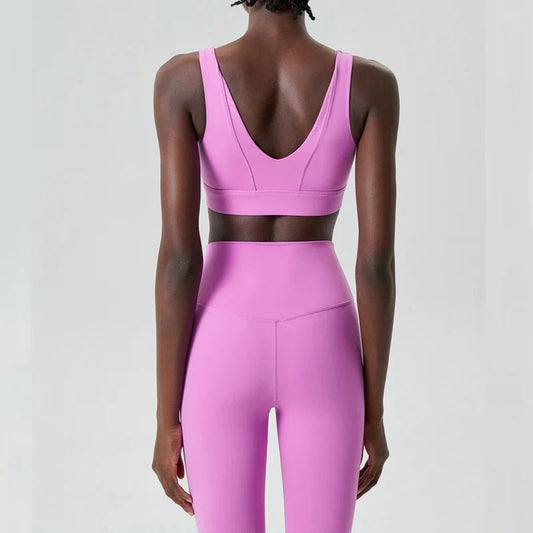 Fitness Set with Basic Top and High-Waisted Leggings