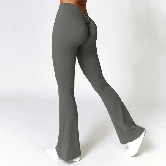 High-Waisted Flare Fitness Trousers