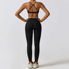 Fitness Set with Cut-Out Top and High-Waisted Leggings