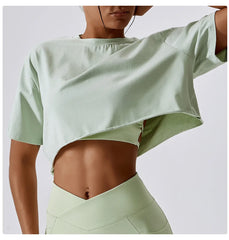 Loose Fit Short Sleeve Cropped Fitness Top