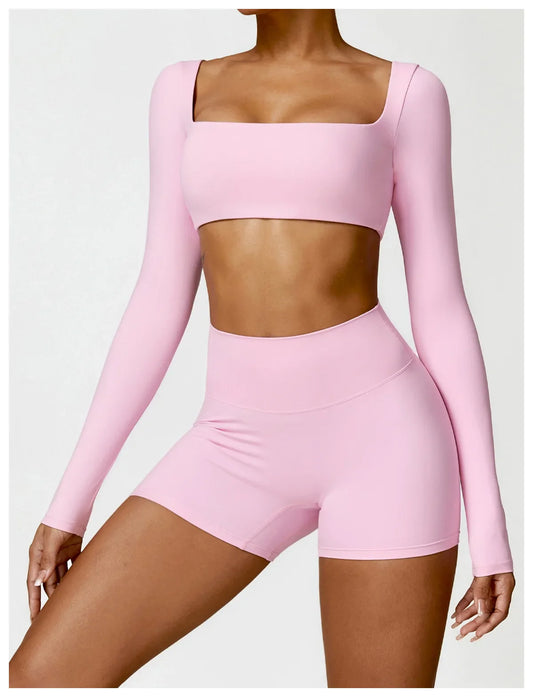 Fitness Set with Long Sleeve Top and Leggings