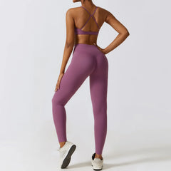 Fitness Set with Cut-Out Top and High-Waisted Leggings