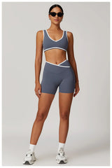Fitness Set with Racerback Top and Shorts or Flared Trousers