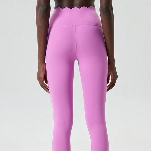 High-Waisted Fitness Leggings with Wavy Finish