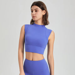 Cropped Fitness Ribbed Vest – High Neck and Nipped Waist