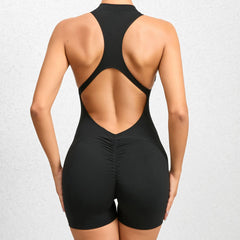 Short Fitness Jumpsuit with Back Cut-Outs