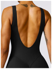 Long Athletic Jumpsuit with Open Back and Straps