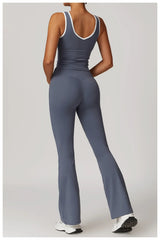Fitness Set with Racerback Top and Shorts or Flared Trousers
