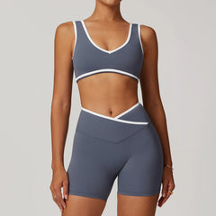 Fitness Set with Racerback Top and Shorts or Flared Trousers