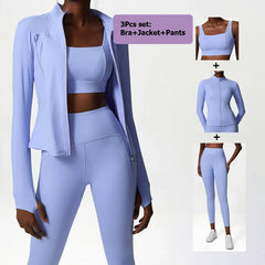 Women's Activewear Set with Top, Leggings and Jacket