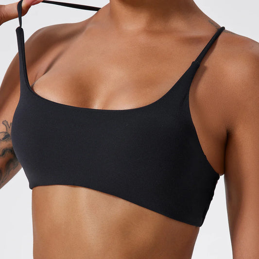 Cross-Back Tie Fitness Top with Thin Straps