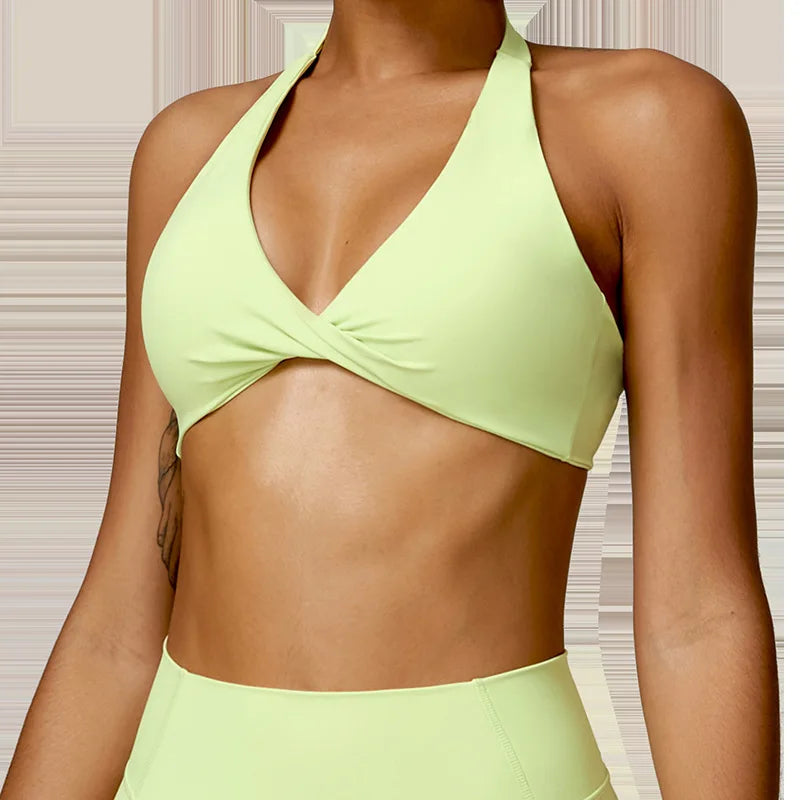 Twisted Front Halter Fitness Top