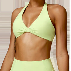 Twisted Front Halter Fitness Top