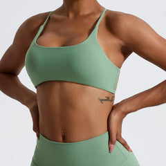 Cross-Back Tie Fitness Top with Thin Straps