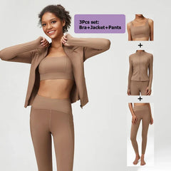 Women's Activewear Set with Top, Leggings and Jacket