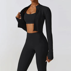 Fitness Set with Cut-Out Top and High-Waisted Leggings