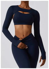 Fitness Set with Cut-Out Top and High-Waisted Leggings