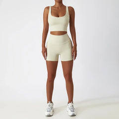 Fitness Set with Bustier Top and Shaping Shorts