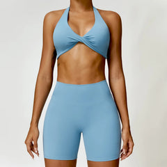 One-Shoulder Top and High-Waisted Shorts Fitness Set