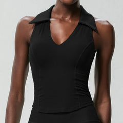 Polo Neck Fitness Top with Racerback Cut