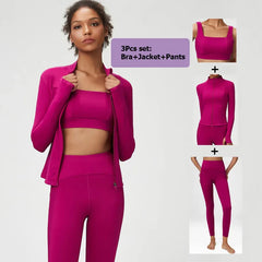 Women's Activewear Set with Top, Leggings and Jacket