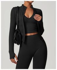 Fitness Top with Zip Front and Long Sleeves