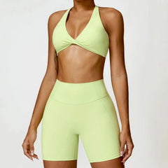 One-Shoulder Top and High-Waisted Shorts Fitness Set