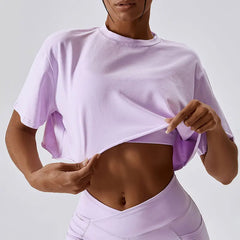 Loose Fit Short Sleeve Cropped Fitness Top