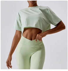 Loose Fit Short Sleeve Cropped Fitness Top