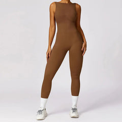 Long Athletic Jumpsuit with Open Back and Straps