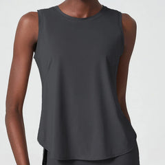Fitness Tank Top with Round Neck and Straight Cut