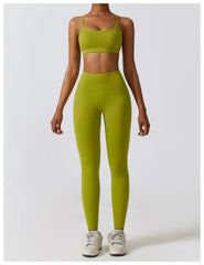 Fitness Set with Cut-Out Top and High-Waisted Leggings